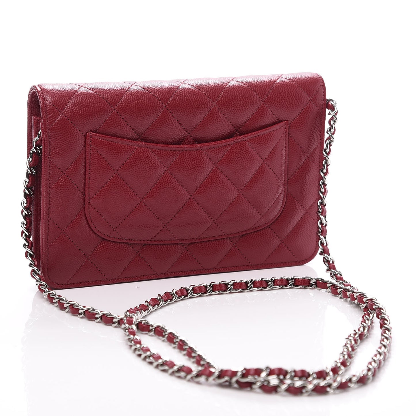 Caviar Quilted Wallet On Chain WOC Dark Red