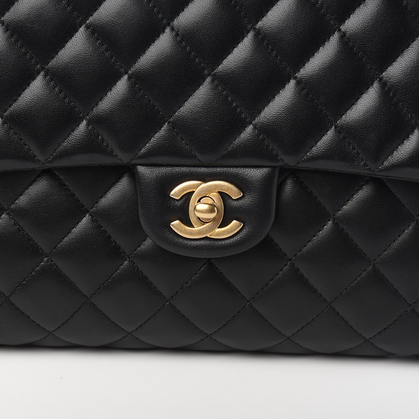 Lambskin Quilted Flap Clutch Black