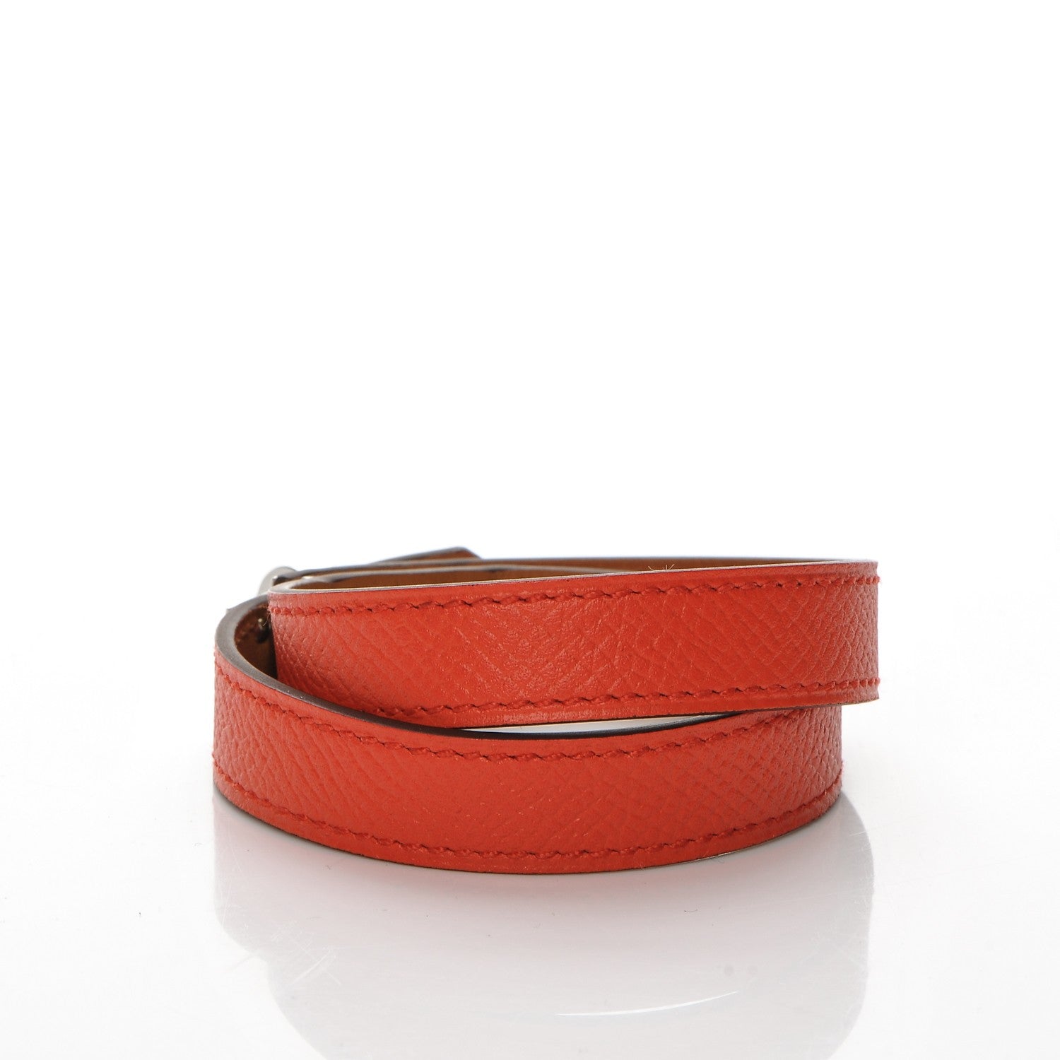 Hermes Epsom Kelly Double Tour Bracelet S Orange Poppy 3 of 8