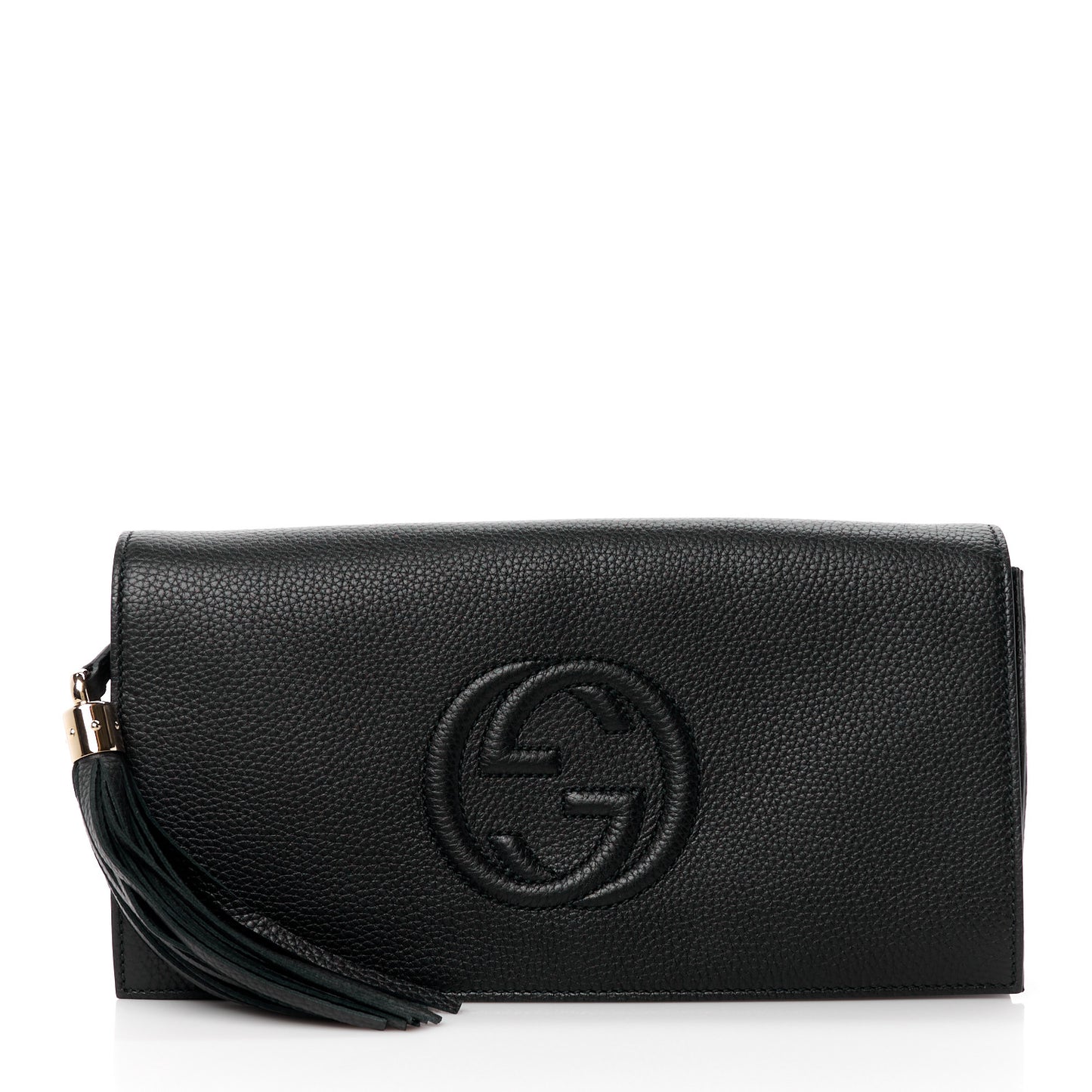 Pebbled Calfskin Medium Soho Clutch Black