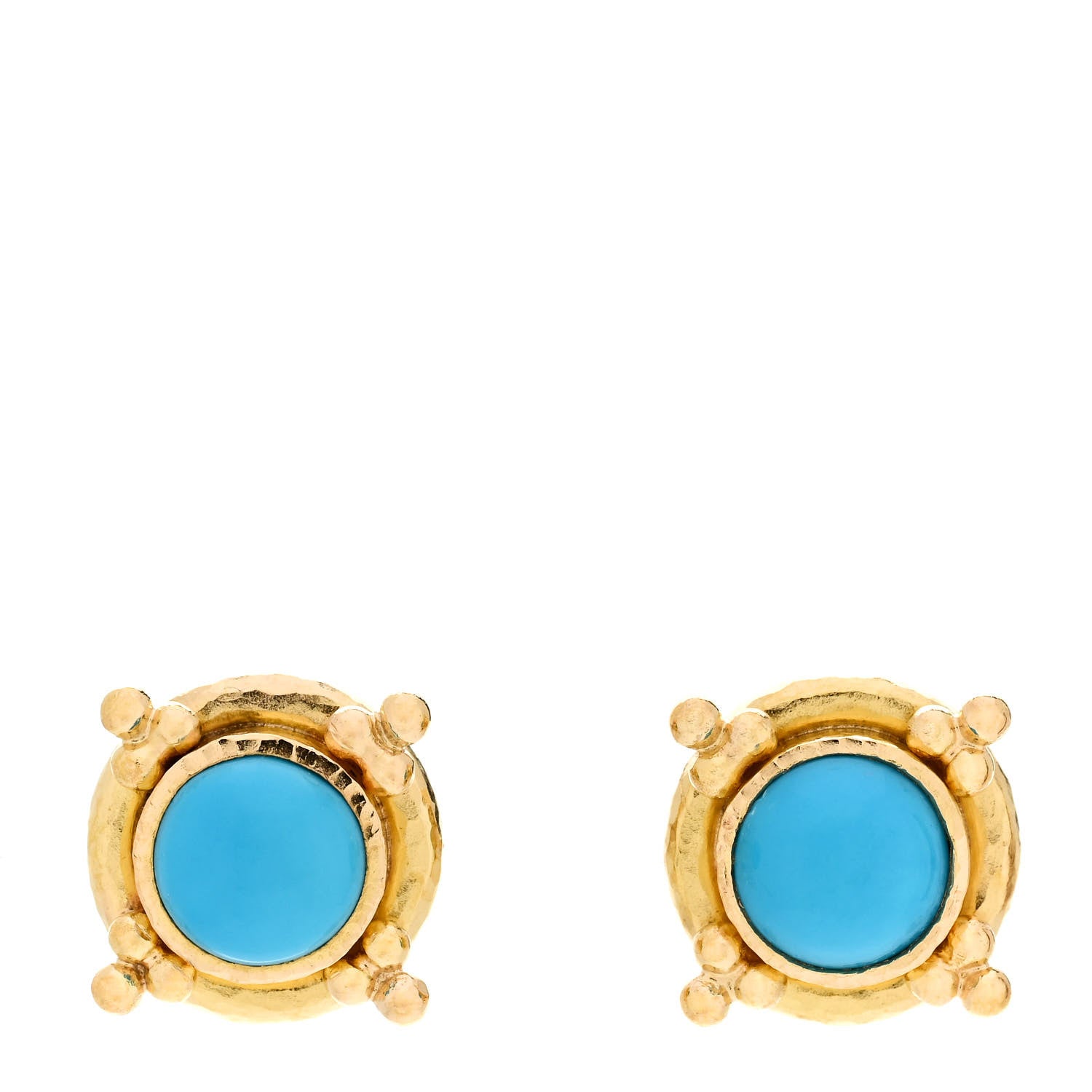 Elizabeth Locke 19K Yellow Gold Turquoise Stud Earrings 1 of 4