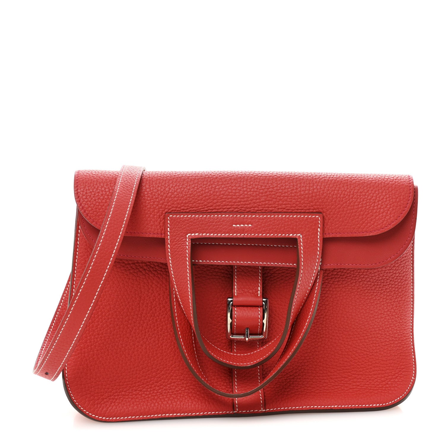 Hermes Taurillon Clemence Verso Halzan 31 GM Rouge Casaque Vermillion 1 of 11