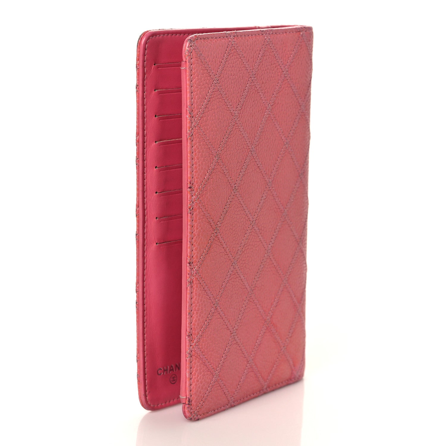 Chanel Caviar Diamond Stitched Yen Wallet Pink 3 of 8