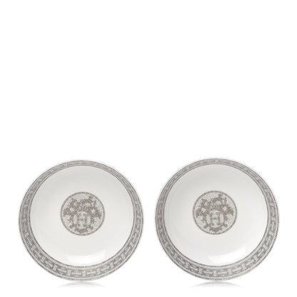Hermes Porcelain Mosaique Au 24 Platine Cereal Bowl Set of 2 1 of 6