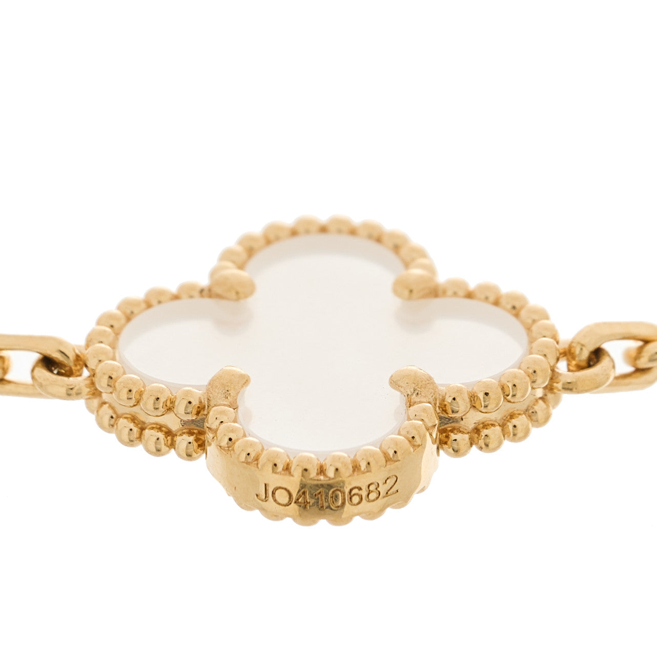 18K Yellow Gold Rock Crystal 5 Motifs Vintage Alhambra Bracelet