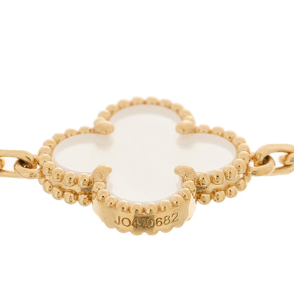 Van Cleef & Arpels 18K Yellow Gold Rock Crystal 5 Motifs Vintage Alhambra Bracelet 9 of 9