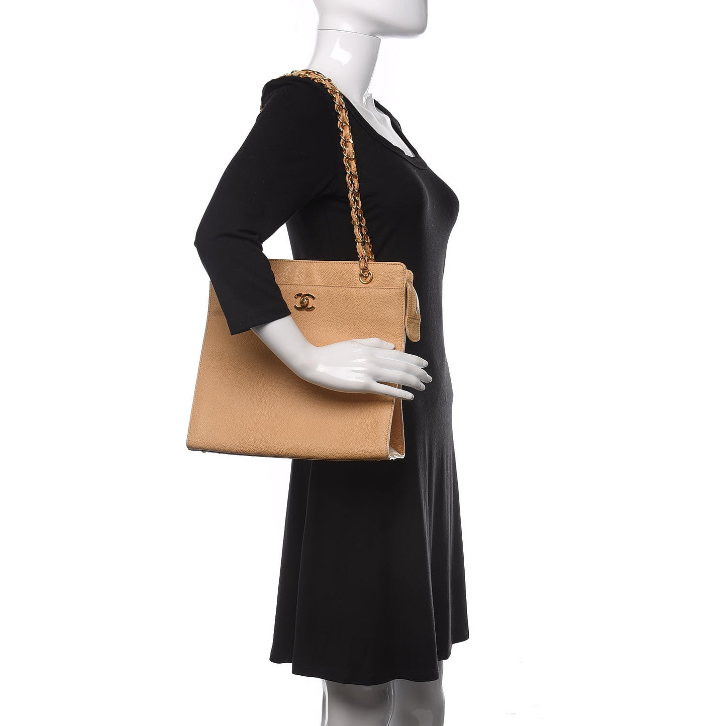 Caviar Shoulder Bag Beige