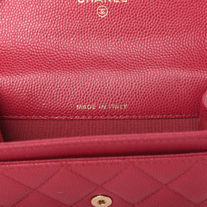 Chanel Caviar Quilted Flap Card Holder Wallet Dark Pink 9 of 11