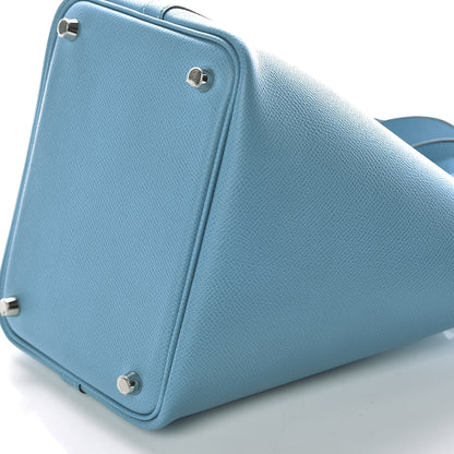 Hermes Epsom Tressage De Cuir Picotin Lock 18 PM Bleu Du Nord Rouge De Coeur Gold 8 of 10