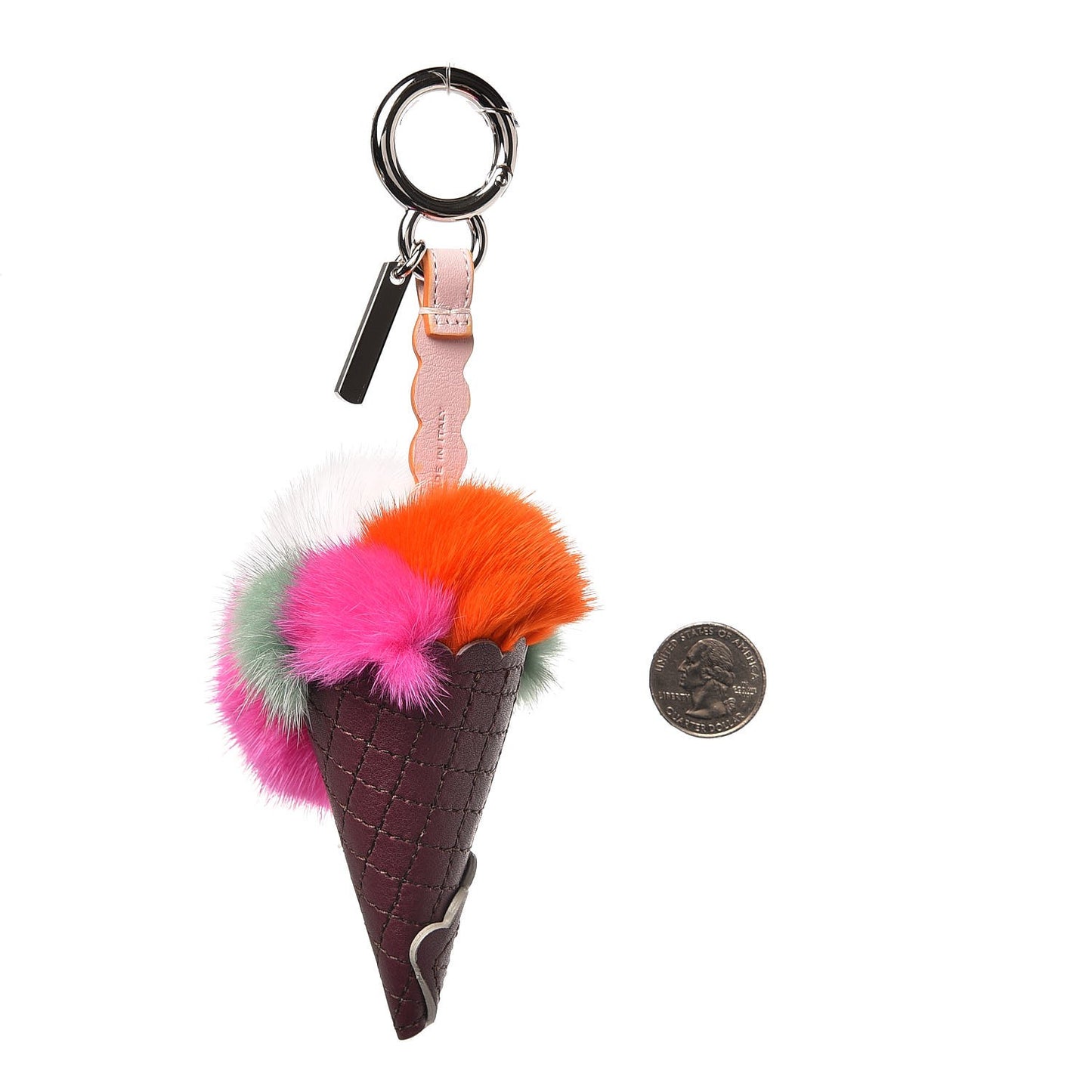 Mink Fur Calfskin Fun Fair Bag Charm Multicolor