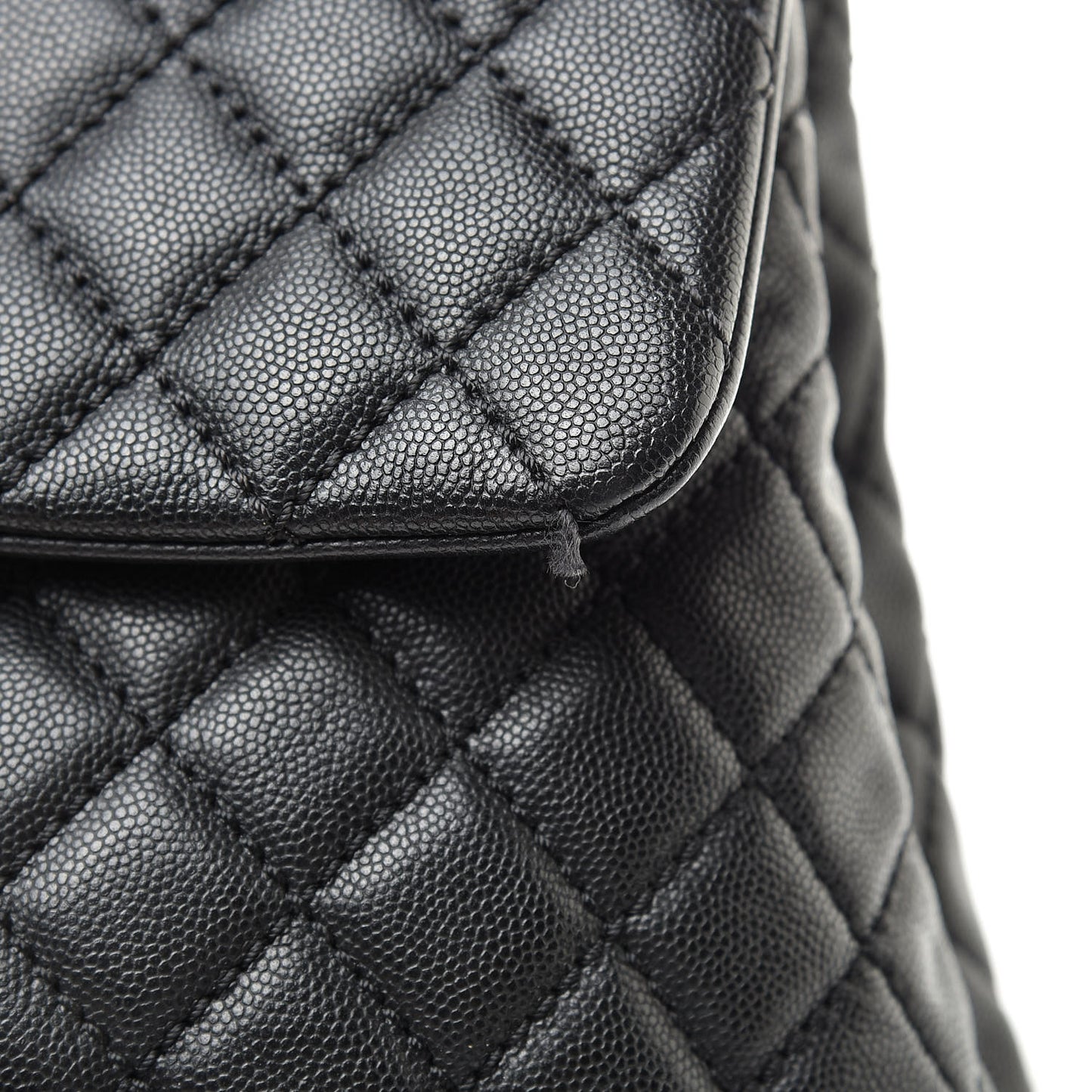 Caviar Quilted Large Coco Handle Flap Black