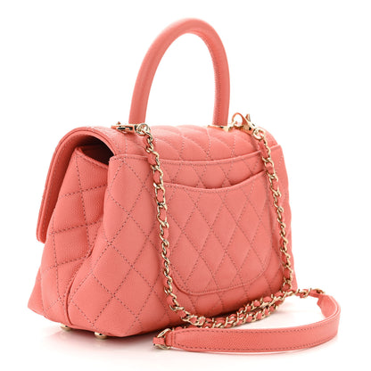 Chanel Caviar Quilted Mini Coco Handle Flap Coral 3 of 12