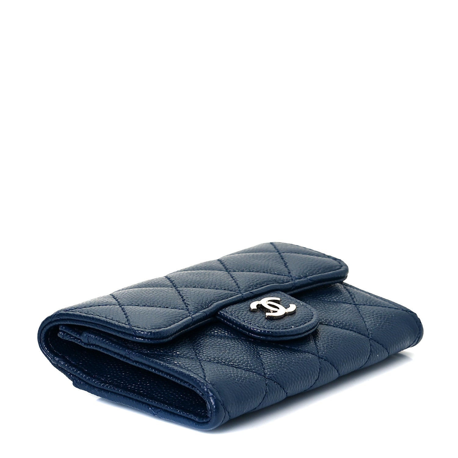 Chanel Caviar Quilted Flap Card Holder Wallet Navy Blue 4 of 8