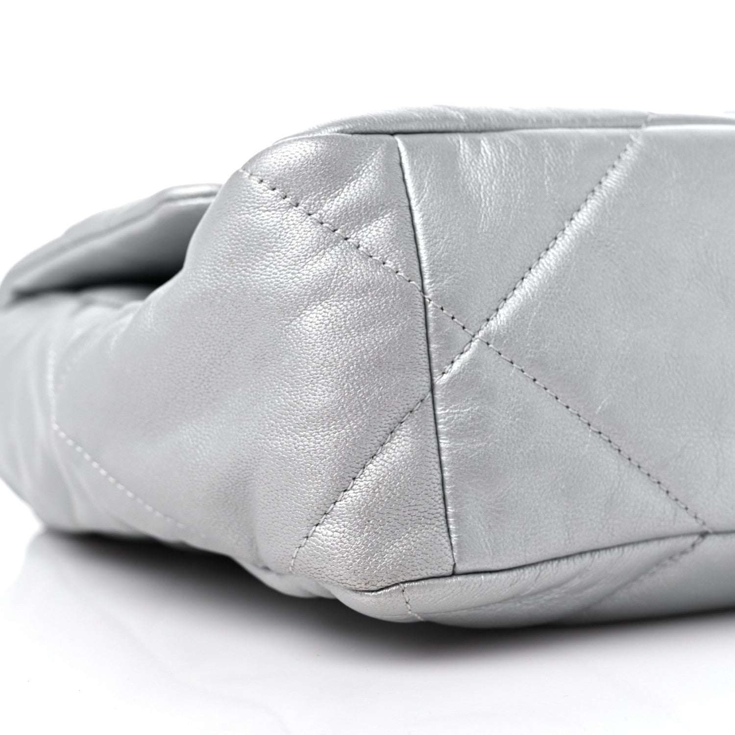 Chanel Metallic Goatskin Quilted Large Chanel 19 Flap Silver 8 of 11