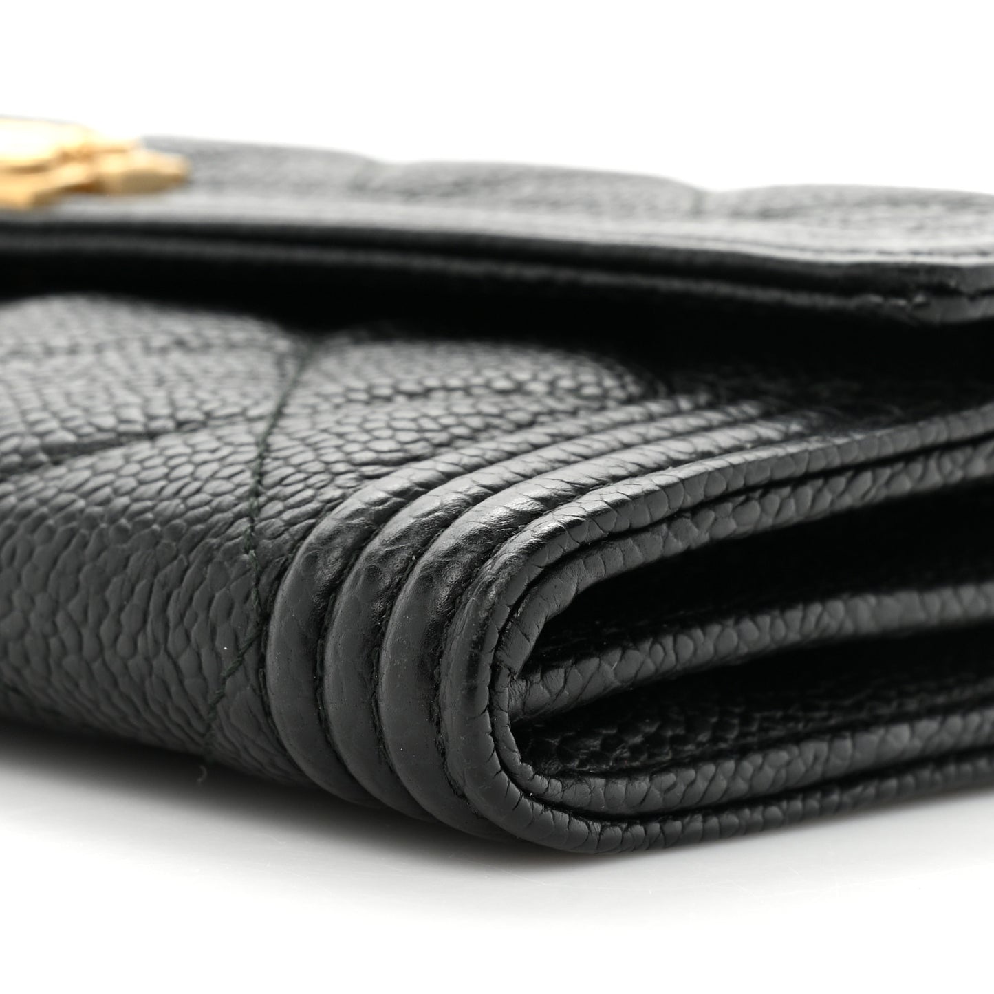 Caviar Quilted Large Boy Gusset Flap Wallet Black