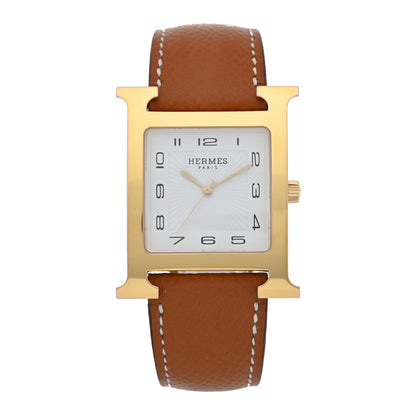 Hermes Stainless Steel Epsom 30.5mm Heure H Hour Quartz Watch Gold 1 of 4