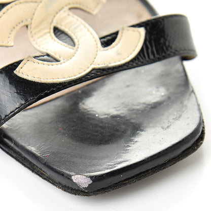 Chanel Patent CC Strappy Sandals 35 Black Beige 11 of 20