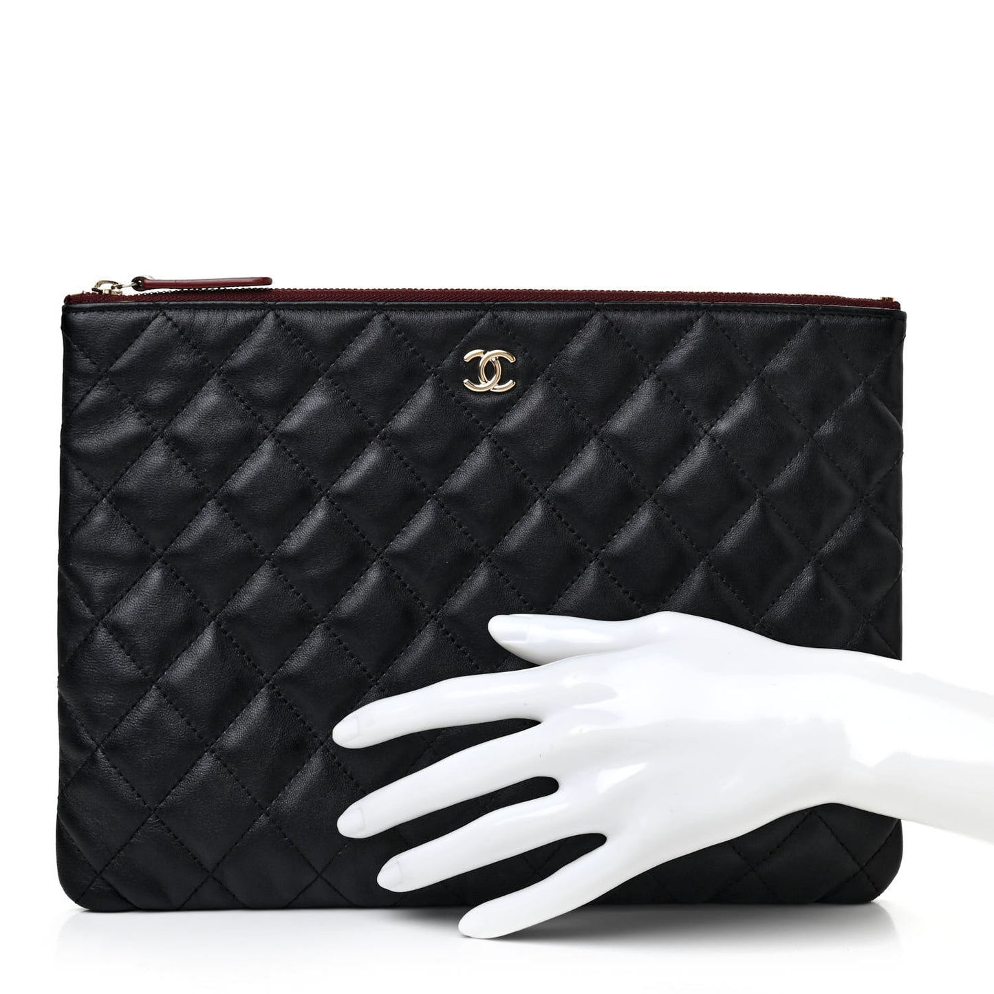 Lambskin Quilted Medium Cosmetic Case Black