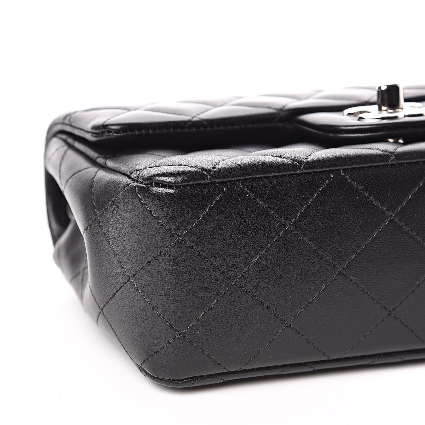 Lambskin Quilted Mini Rectangular Flap Black