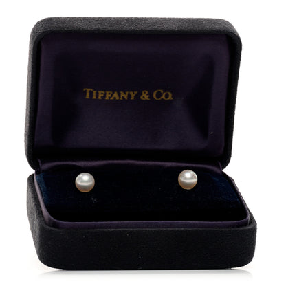 Tiffany 18K White Gold Akoya Pearl 7-7.5mm Signature Earrings 5 of 5