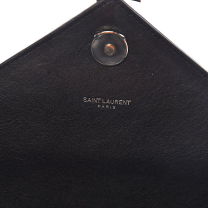 Saint Laurent Calfskin Mixed Matelasse Triquilt Large Monogram Satchel Black 6 of 11