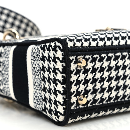 Christian Dior Canvas Houndstooth Embroidered Mini Lady D-Lite Black White 10 of 11