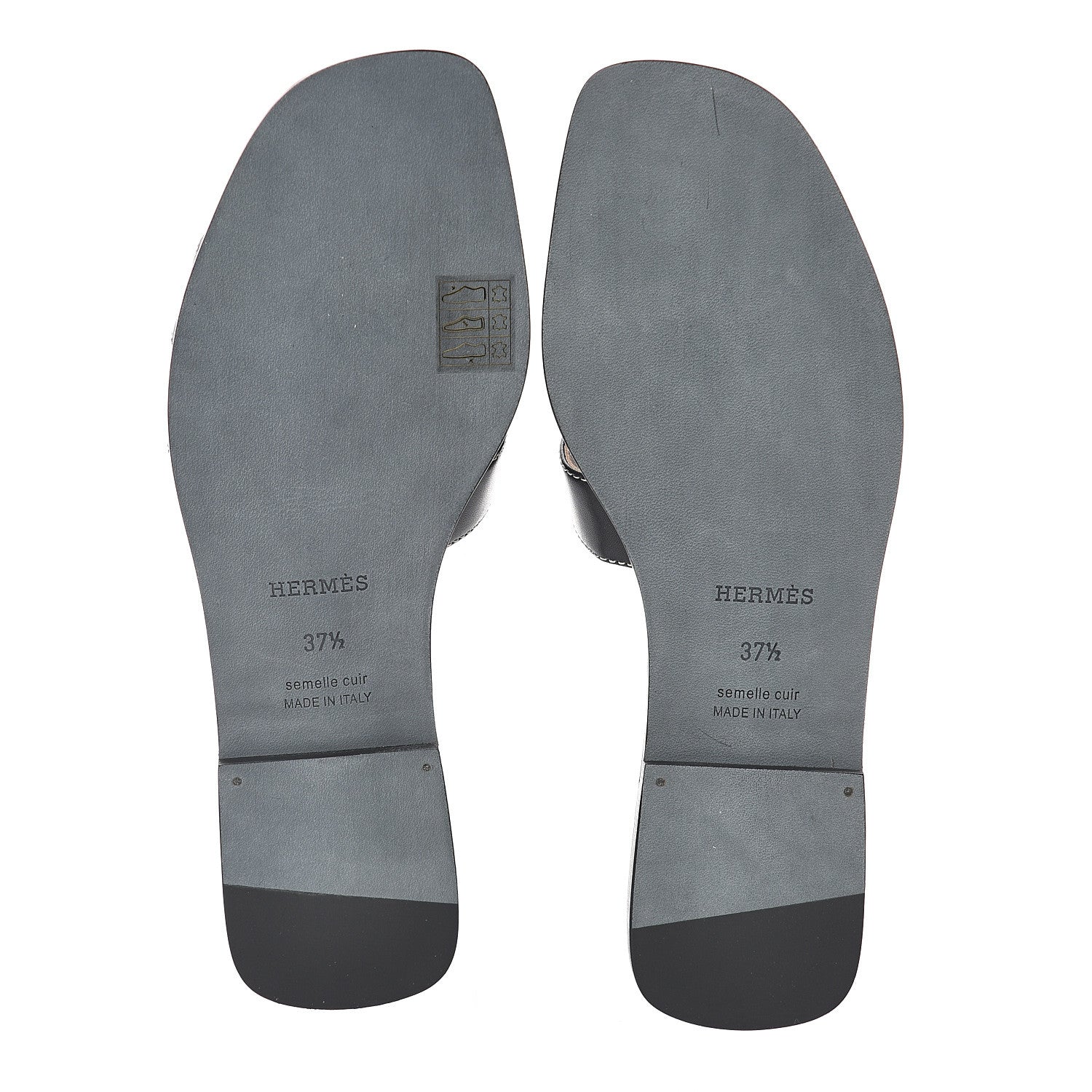 Hermes Box Calfskin Oran Sandals 37.5 Black 7 of 7