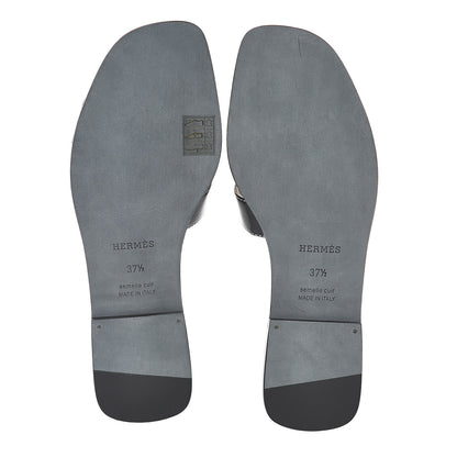 Hermes Box Calfskin Oran Sandals 37.5 Black 7 of 7