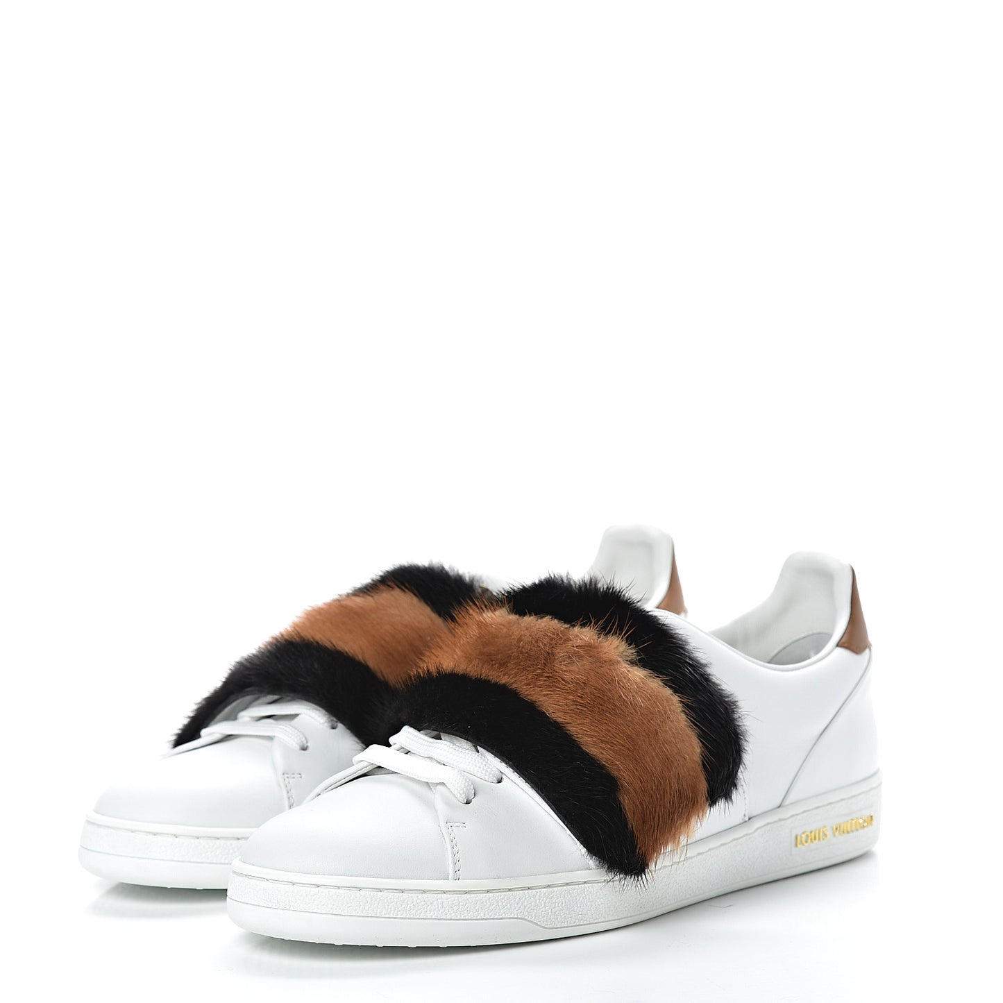 Calfskin Mink Fur Frontrow Sneakers 40 White