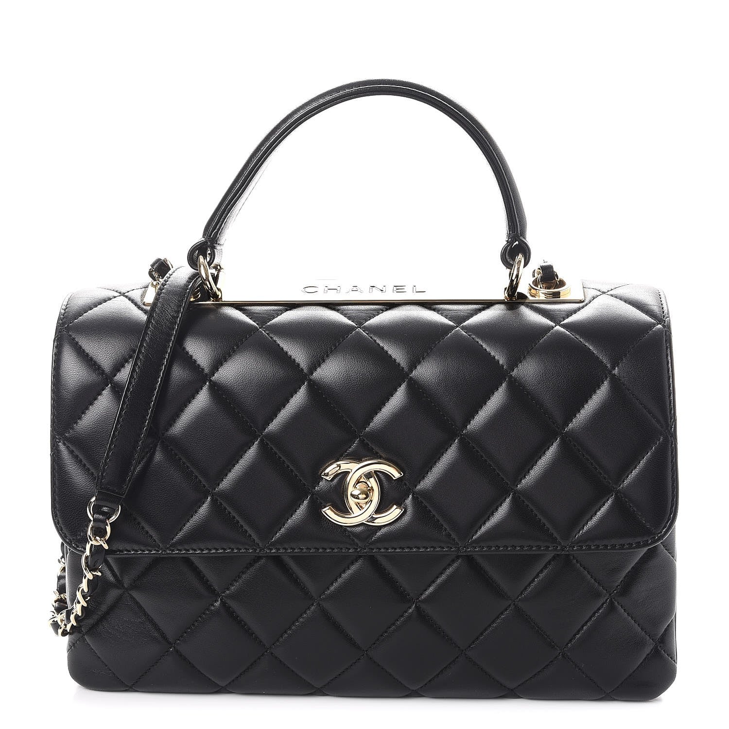 Chanel Lambskin Quilted Medium Trendy CC Flap Dual Handle Bag Black 1 of 9