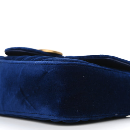 Gucci Velvet Matelasse Mini GG Marmont Shoulder Bag Cobalt Blue 10 of 10