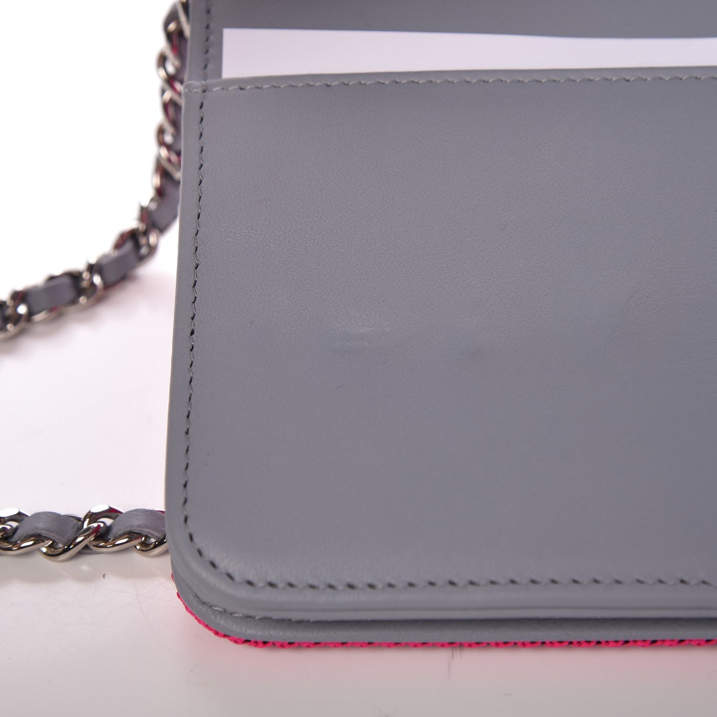 Canvas Quilted Fluo Boy Wallet On Chain WOC Dark Navy Fuchsia Grey
