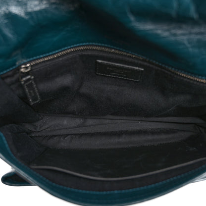 Saint Laurent Crinkled Calfskin Matelasse Monogram Medium Niki Chain Satchel Peacock Green 5 of 12