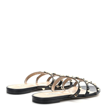Valentino Garavani Nappa Rockstud Caged Flat Slide Sandals 37 Black 4 of 8