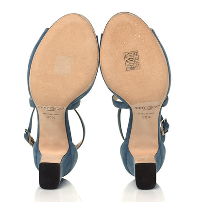 Jimmy Choo Suede Carrie 65 Sandals 38.5 Blue 5 of 8