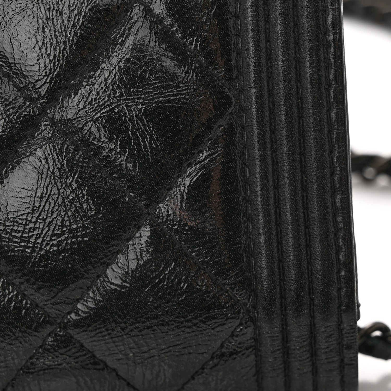 Chanel Shiny Aged Calfskin Quilted Boy Wallet On Chain WOC So Black 18 of 18