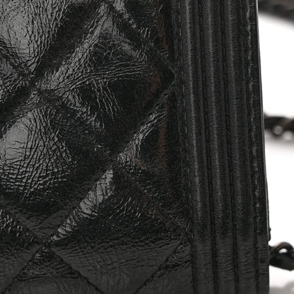 Chanel Shiny Aged Calfskin Quilted Boy Wallet On Chain WOC So Black 18 of 18