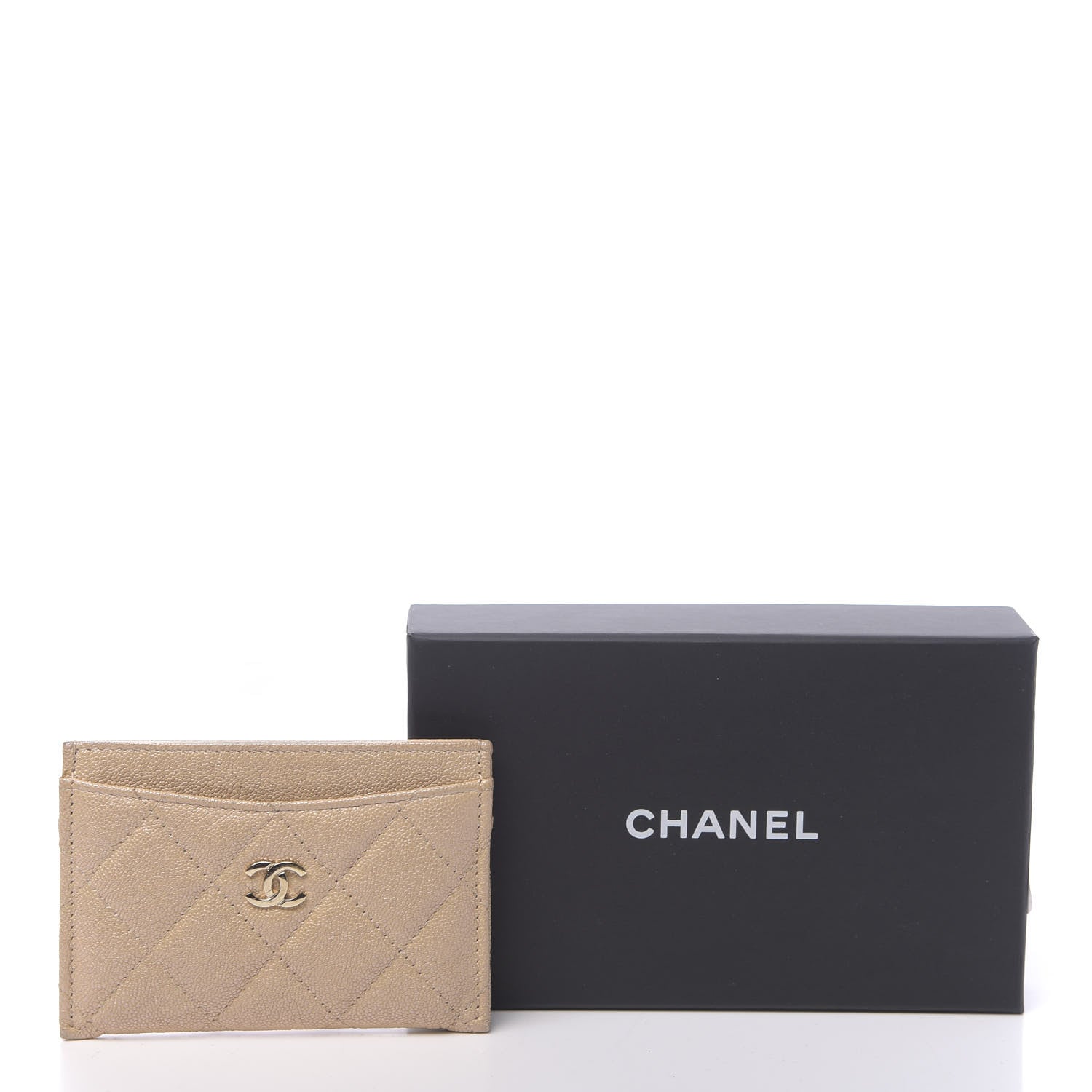 Chanel Iridescent Caviar Quilted Card Holder Beige 13 of 13
