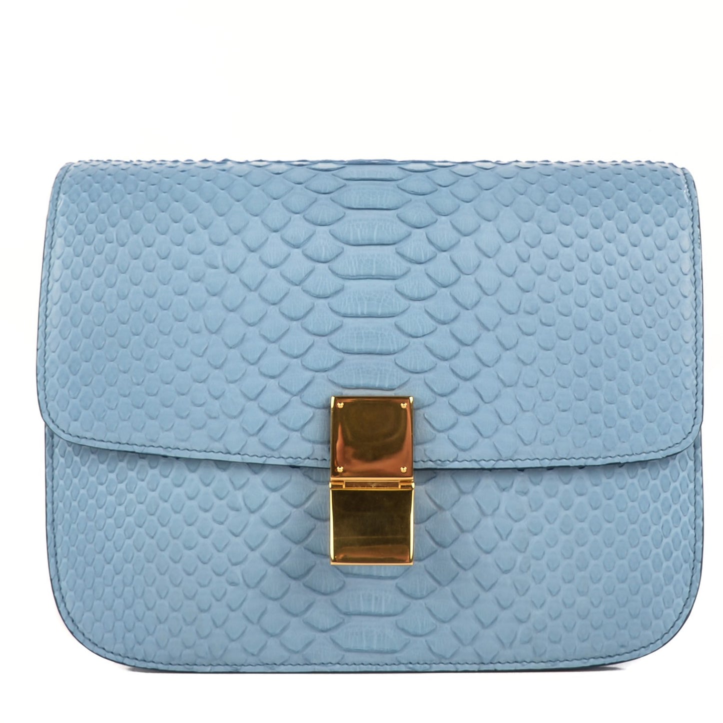 Python Medium Classic Box Flap Bag Blue