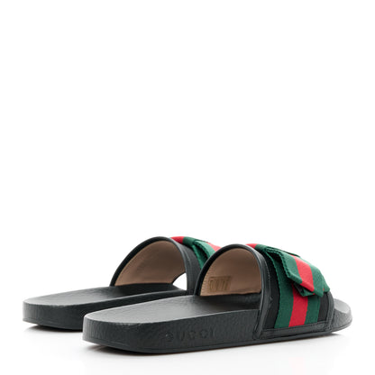 Gucci Satin Web Bow Slide Sandals 38 Black 5 of 10