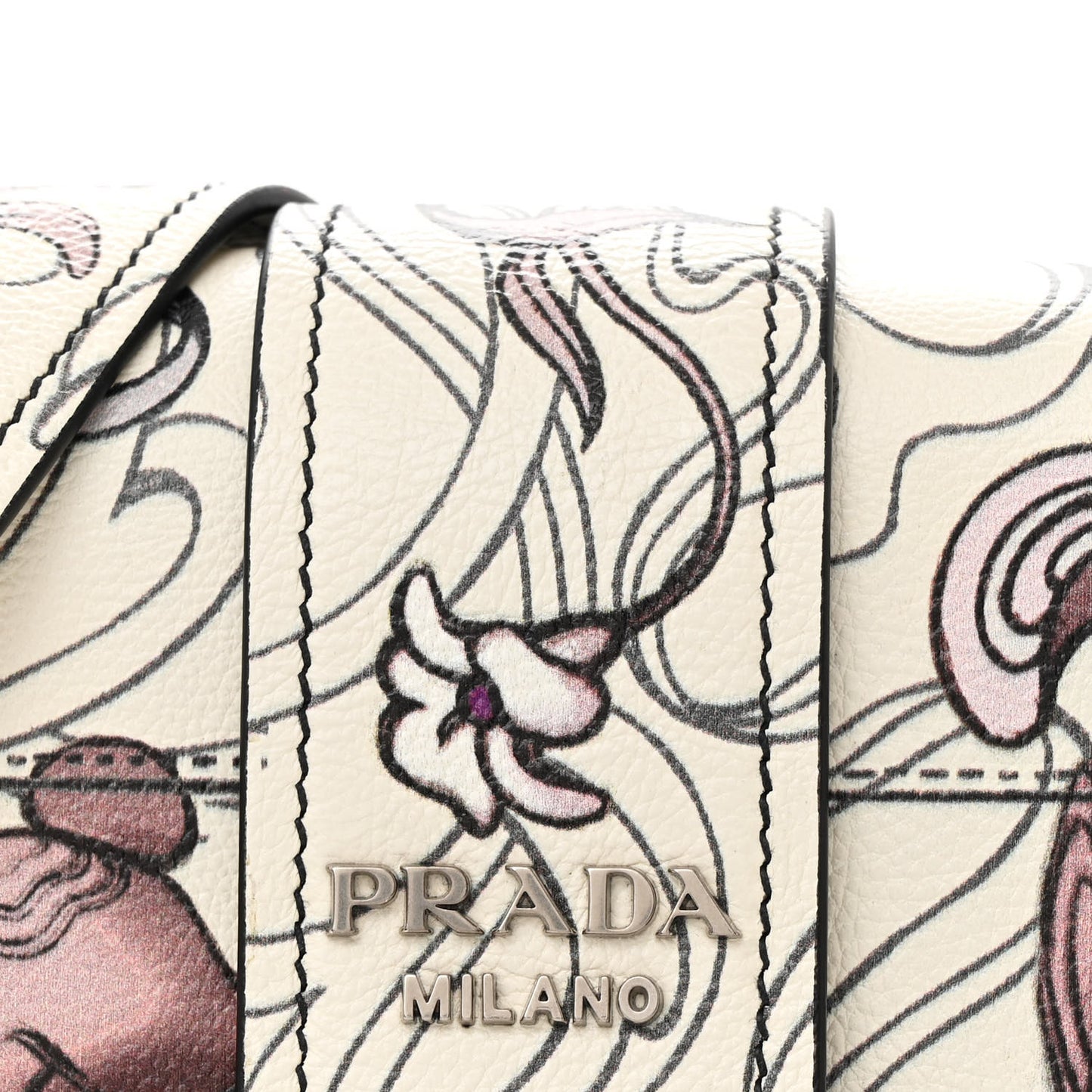 X JAMES JEAN Glace Calfskin Rabbit Print Cahier Bag Opaline