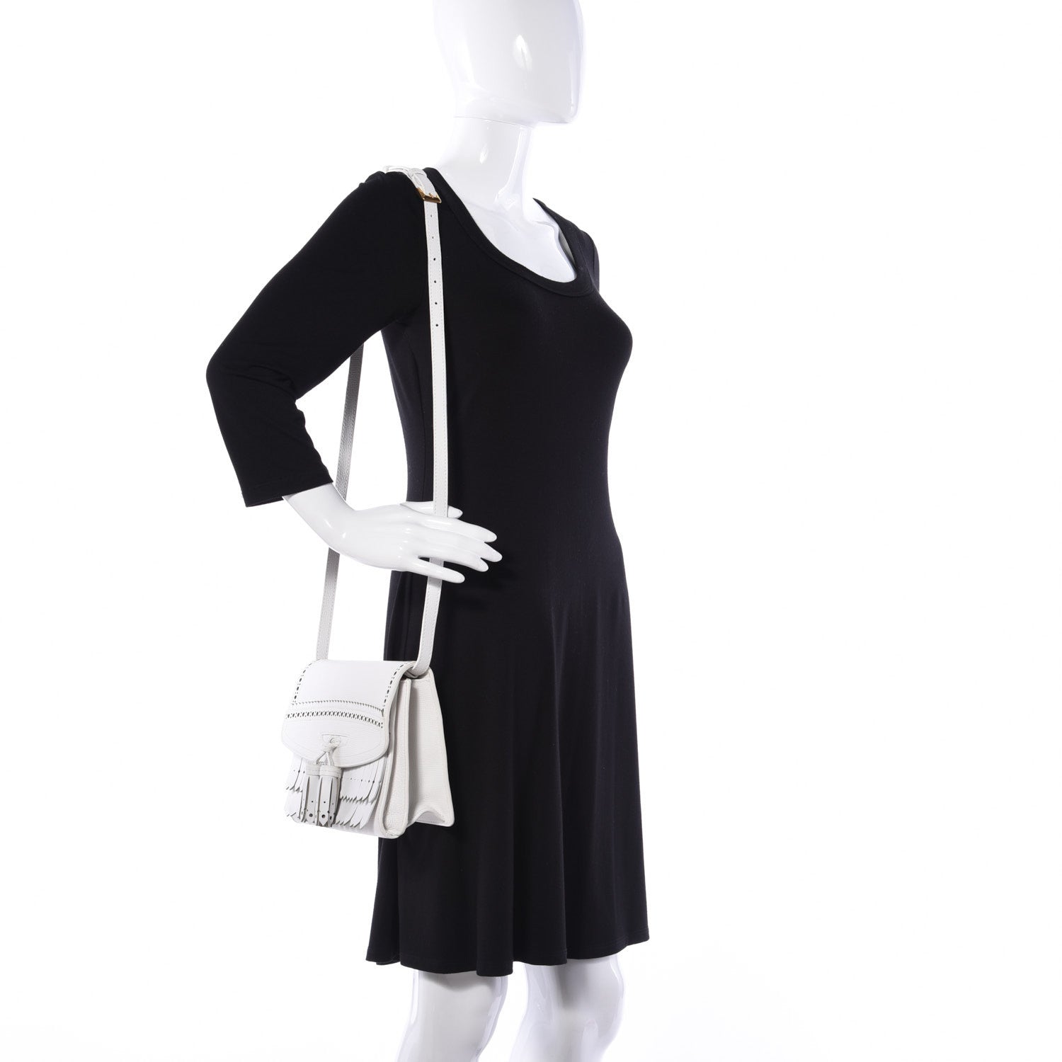 Burberry Grainy Calfskin Broguing Tassel Small Macken Crossbody Bag Chalk White 2 of 13