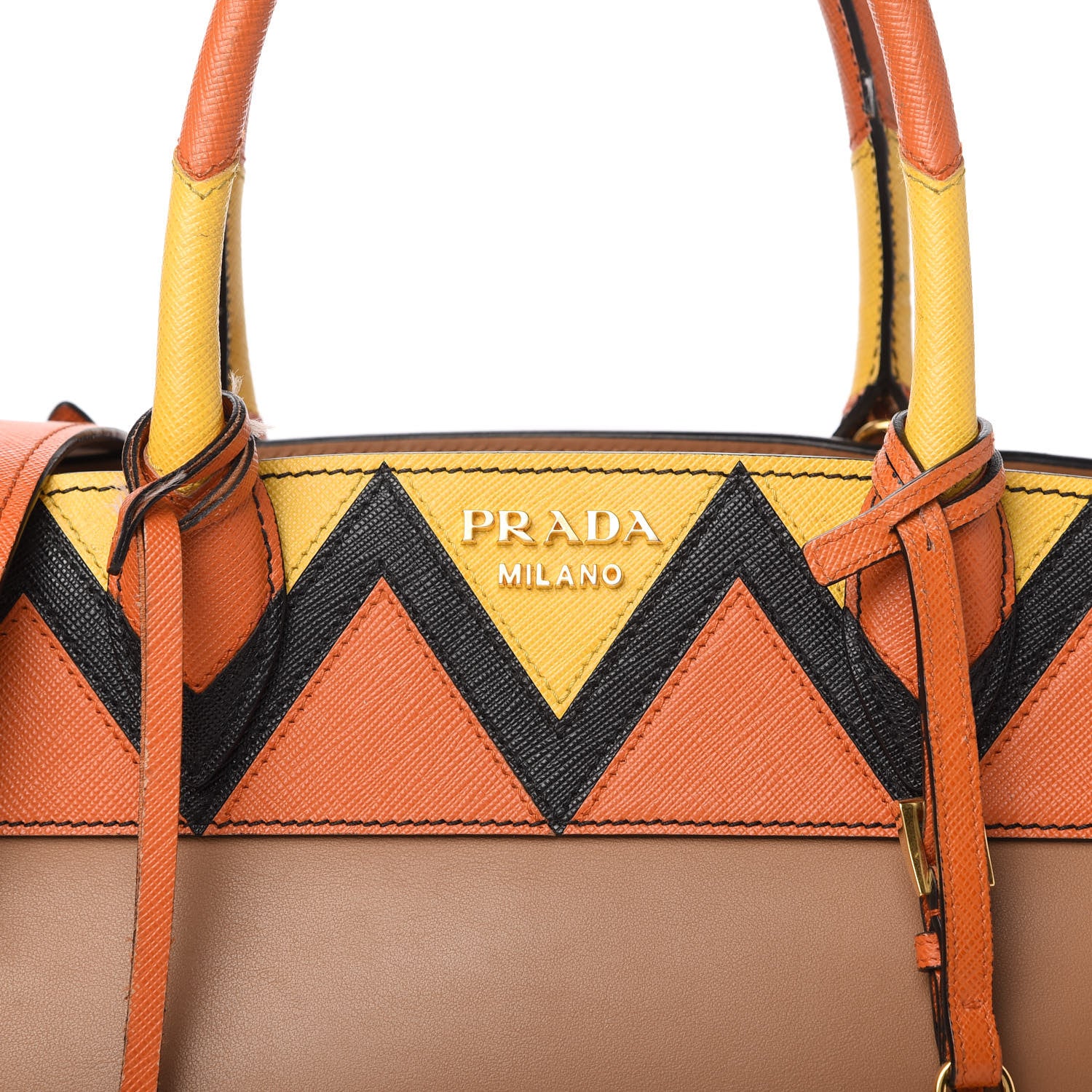 Prada City Calf Saffiano Medium Esplanade Tote Caramel Papaya 10 of 15