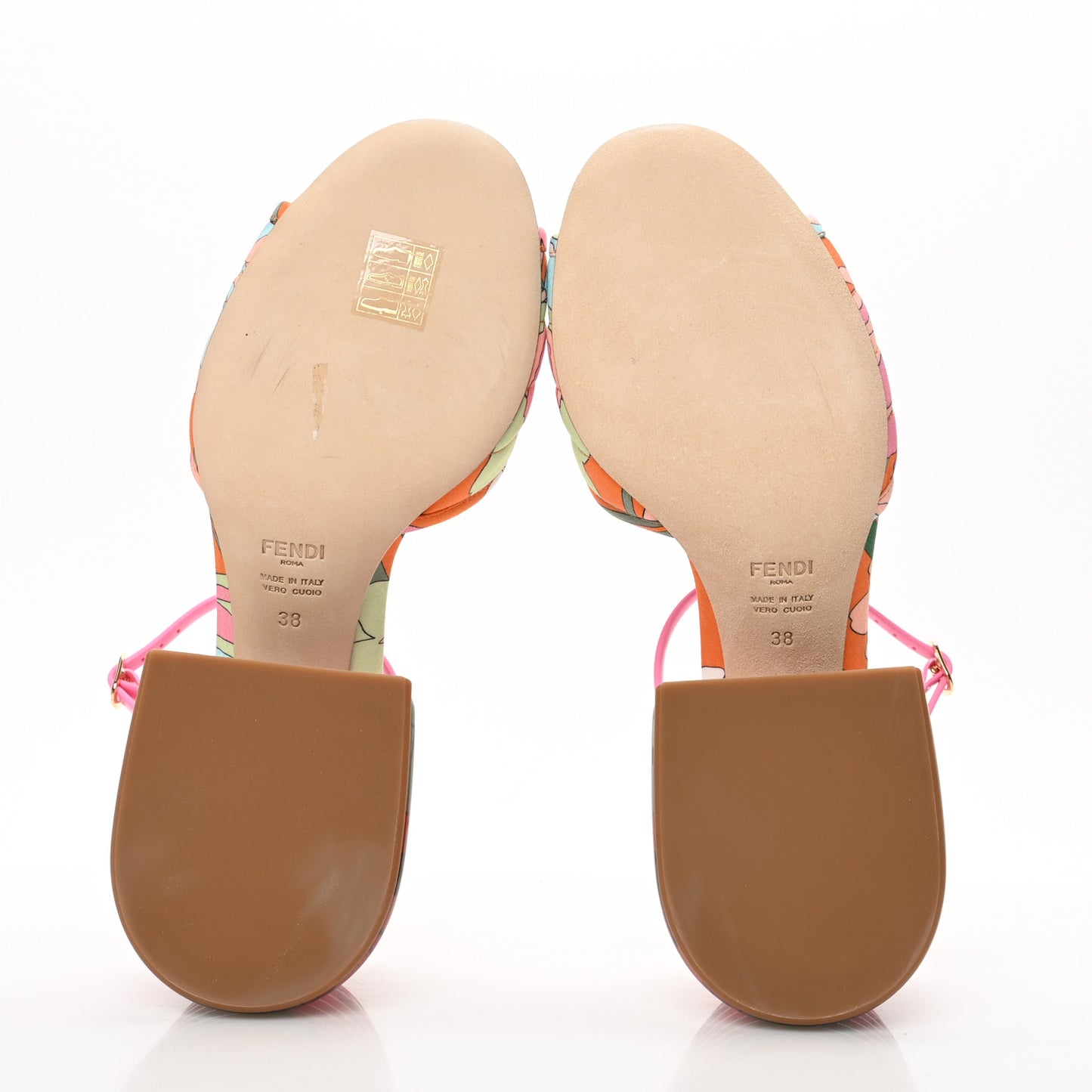 Fabric Calfskin Promenade Slingback Sandals 38 Arancio Multicolor Lipstick