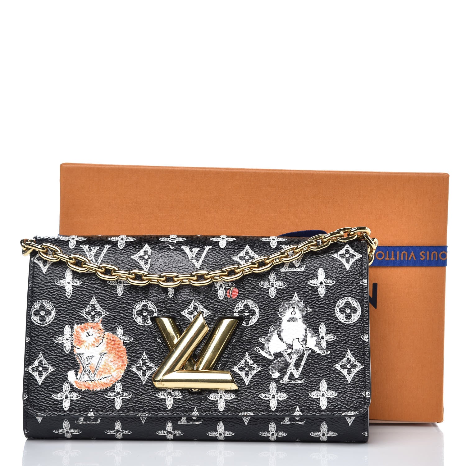 Louis Vuitton Catogram Twist Chain Wallet Black 10 of 10