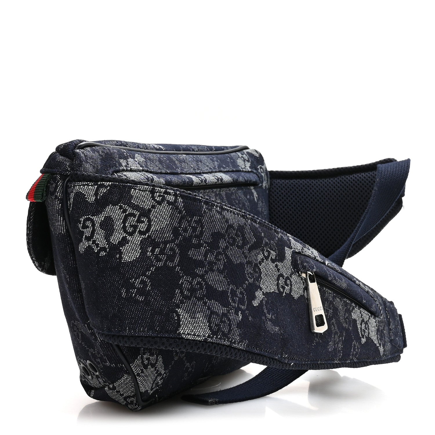 Gucci Denim GG Monogram Camouflage Belt Bag Blue 2 of 9