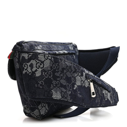 Gucci Denim GG Monogram Camouflage Belt Bag Blue 2 of 9