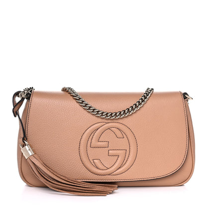 Gucci Pebbled Calfskin Medium Soho Flap Crossbody Camelia 1 of 12