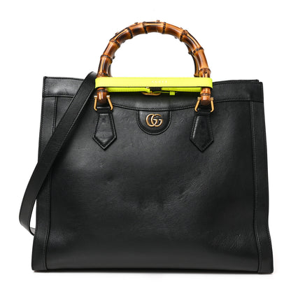 Gucci Wonka Grain Calfskin Medium Diana Tote Bag Black Yellow Fluo 1 of 10
