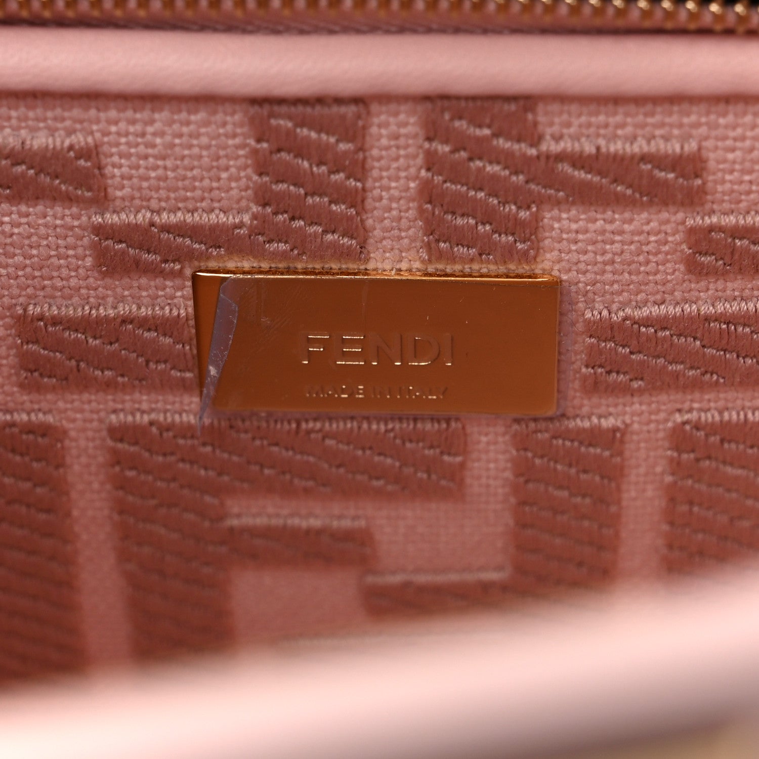 Fendi Vitello Seta Canvas FF Embroidered Mini Peekaboo Iconic Satchel Rosa Confetto 6 of 8